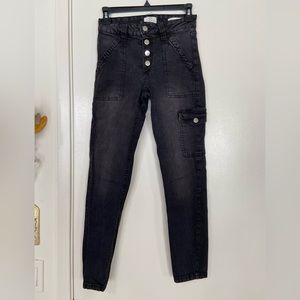 High waist button up charcoal jeans, size 4, Cotton On